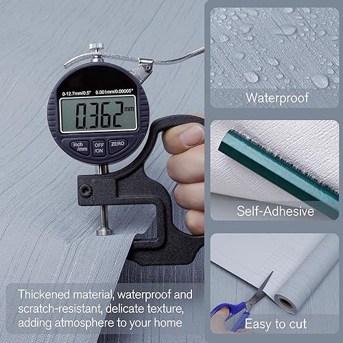 Miniatura 3 de Light Blue Peel and Stick Grasscloth Texture Wallpaper 15.7"x120" Vintage Wallpaper Removable Waterproof Azul claro,Azul marino,Blanco,Negro