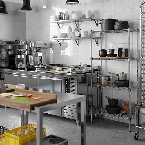 Miniatura 100 de Kit de estantería de alambre cromado de 4 niveles de 24 pulgadas de profundidad x 24 pulgadas de ancho x 64 pulgadas de alto Unidad de estante