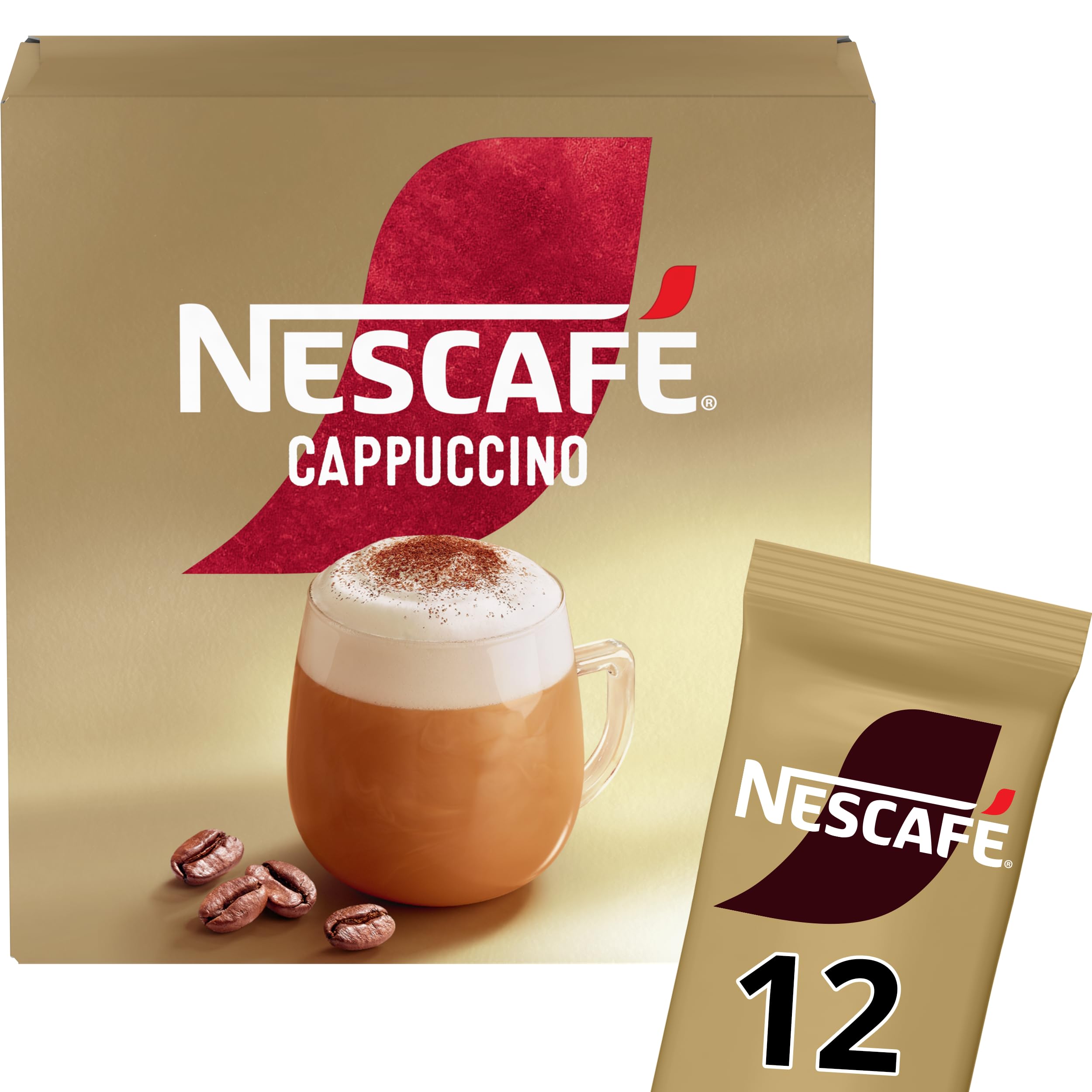 Cappuccino Instant Gold Coffee 12 x 15.5g Sachets, 100% Responsibly Sourced Coffee (Pack of 1)