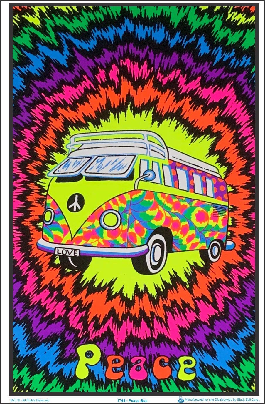 Amazon.com: Scorpio Posters Peace Bus - Laminated Blacklight
