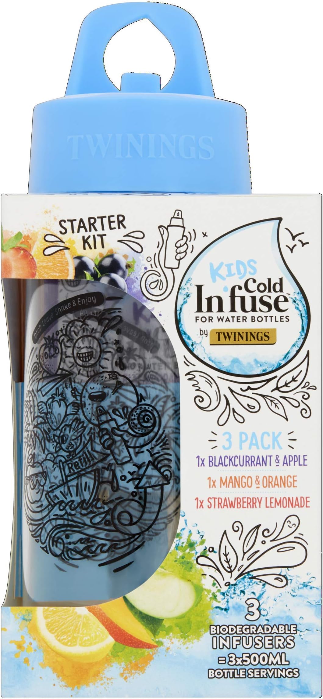 Twinings Kids Cold In'Fuse Starter Kit, Water Bottle with 3 infusers