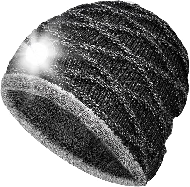 Beanie Hat with Light Gifts for Men - Women Beanie Hat Mens Gifts for Him Dad Husbands Wife Adult Gadgets for Men, Xmas Stocking Fillers Secret Santa Gifts Head Torch Hat Fishing Camping Cycling Gifts