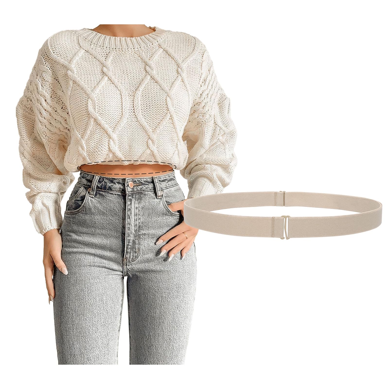 JASGOOD Crop Top Tuck Waist Band Adjustable Band Tucking Sweaters Shirts Elastic Stretch Belts for Women Change Style