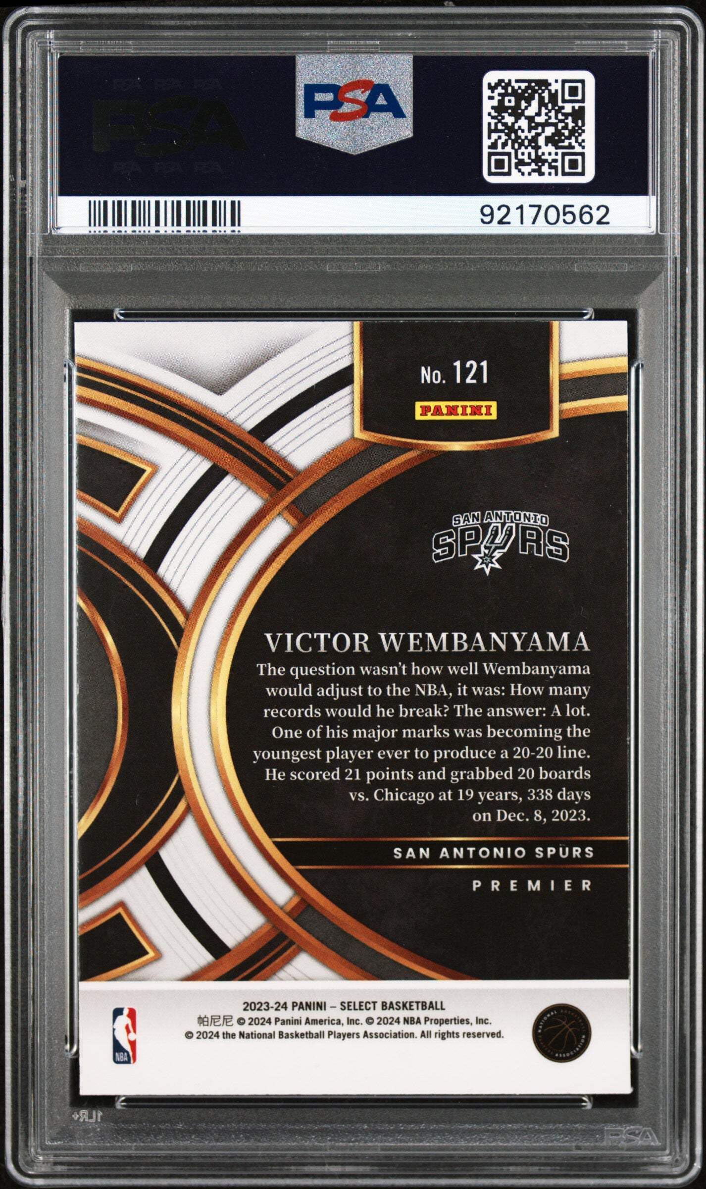 Amazon.com: Graded 2023 Panini Select Victor Wembanyama #121 Blue