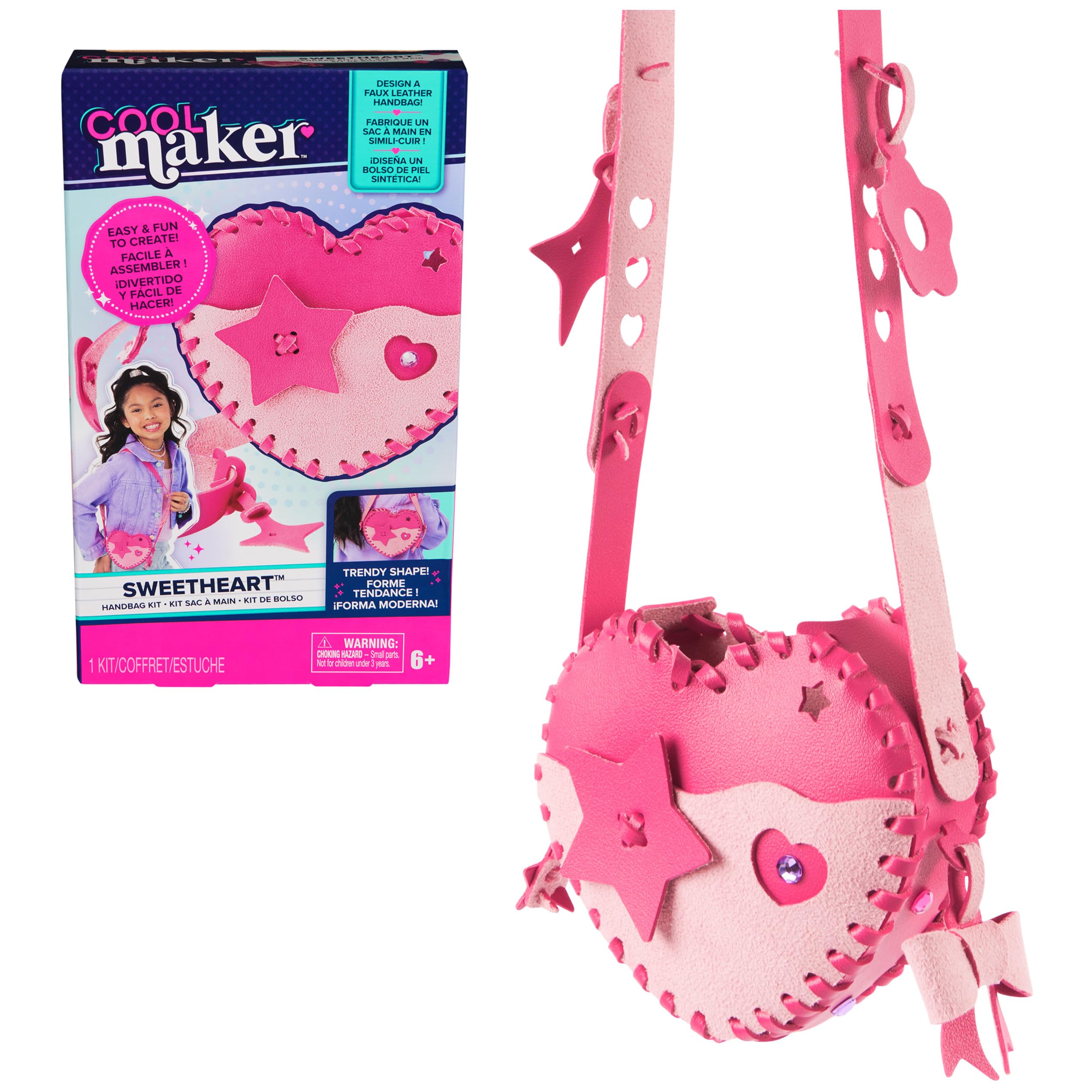 Cool Maker, Sweetheart Handbag Kit, Design a Faux Leather Shoulder Bag, Arts and Crafts Kit, Kids Toys for Girls Ages 6 and up