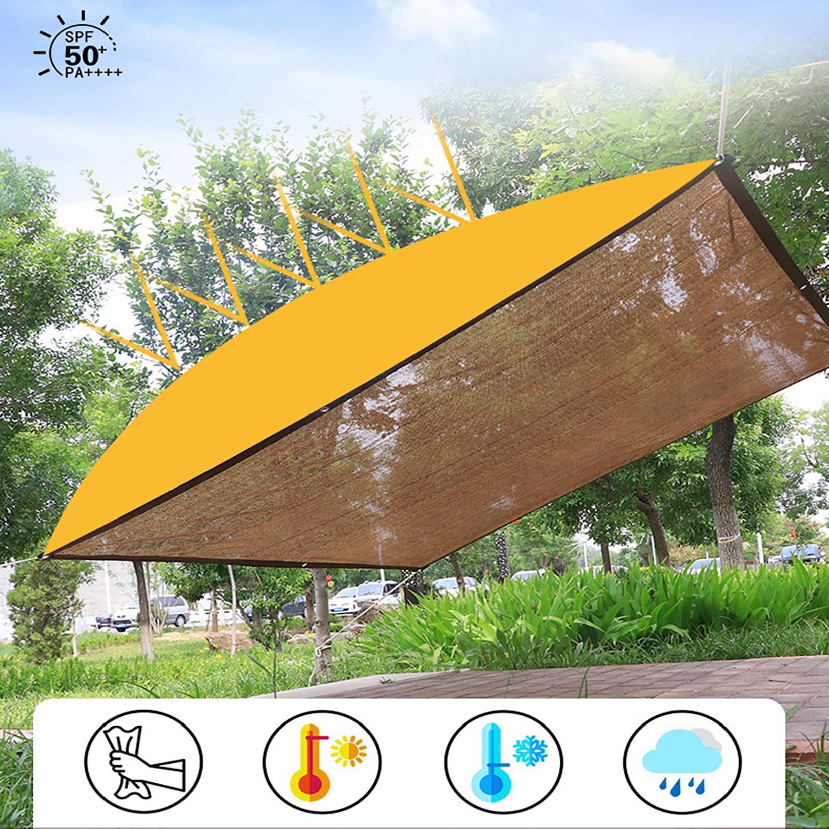 Rete Ombreggiante con occhielli 4x6m 90% Telo ombreggiante Frangivista | Recinzione Giardino,Tessuto HDPE,Marrone caffè Tessuto Ombra Privacy Antistrappo Antivento per Esterno, Serra,Balcone