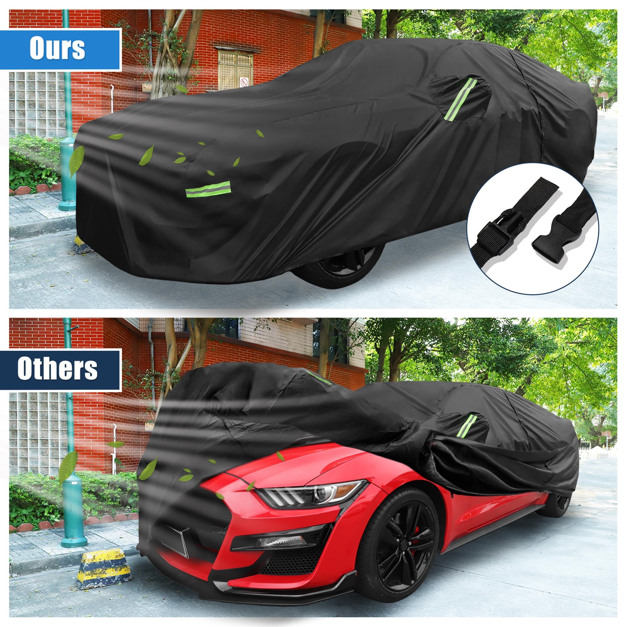 QUARKZMAN para Ford para Mustang GT/Bullitt Coche Cubierta con Cremallera Negro