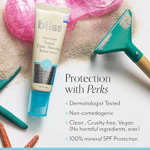 Miniatura 4 de Bliss Protector solar tintado  Protector solar Block Star Face  SPF 30  Protector solar 100 mineral  No graso y no irritante  Vegano  14 onzas