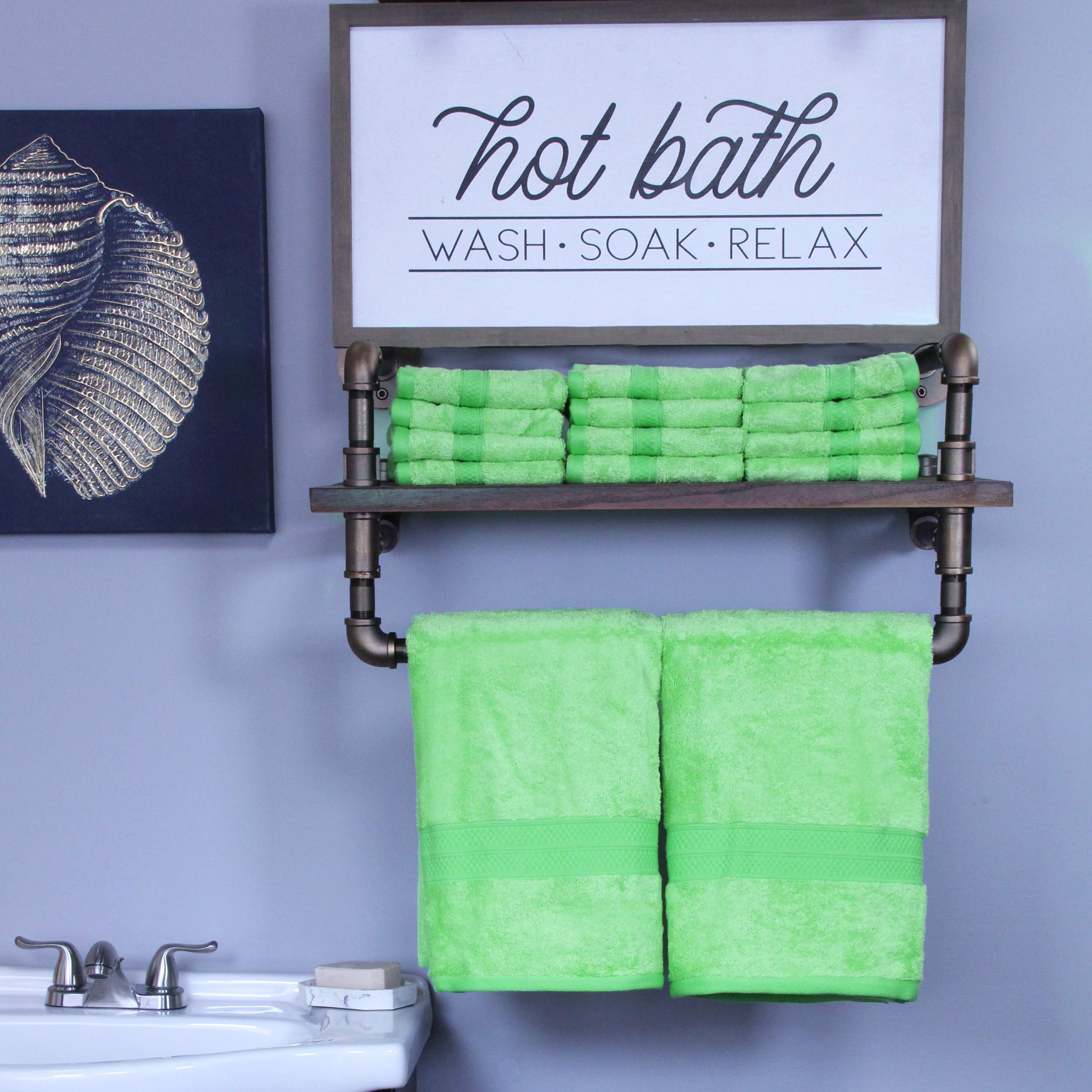 Superior Collection Rayon from Bamboo and Cotton Soft/Absorbent Bath Towels Bath Towel Set green 650GSM BATH SG