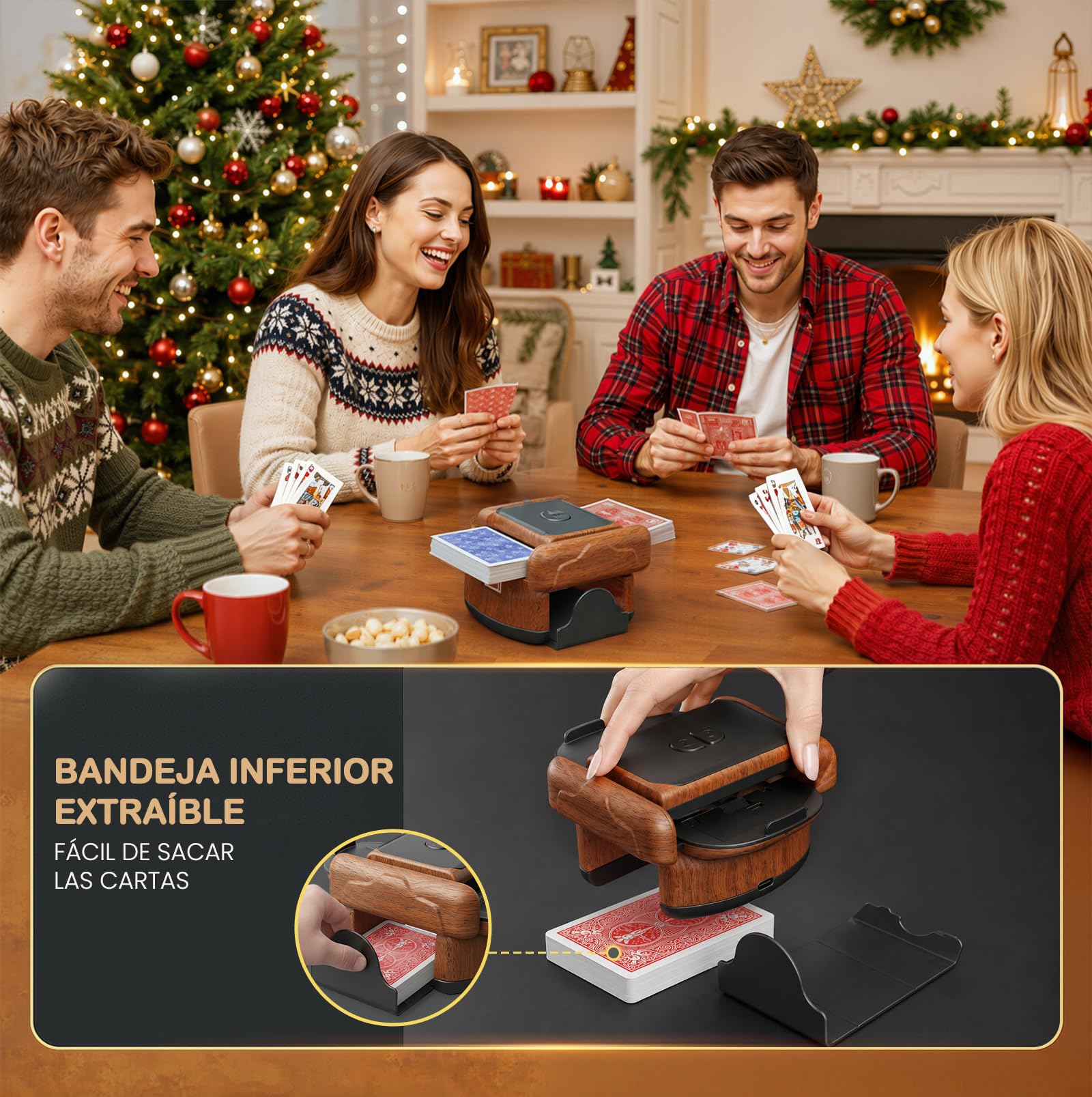 Mélangeur de Cartes Automatique Électrique pour 1-2 Jeux, 2600mAh USB Rechargeable mélangeur de Carte pour UNO Poker Skyjo Blackjack Texas Hold'em, Portable Mélange Silencieux et Rapide, Auto/Manuel