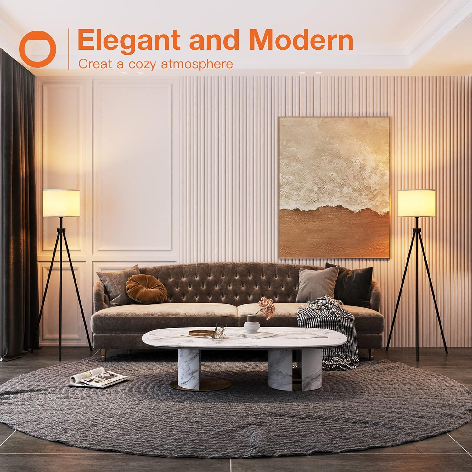 addlon Tripod Floor Lamp,Modern Floor Lamp for Living Room,with 3 Color Temperature LED Bulb Mid Century Floor Lamp for Bedroom,Office,Standing Lamp with Beige Lamp Shade