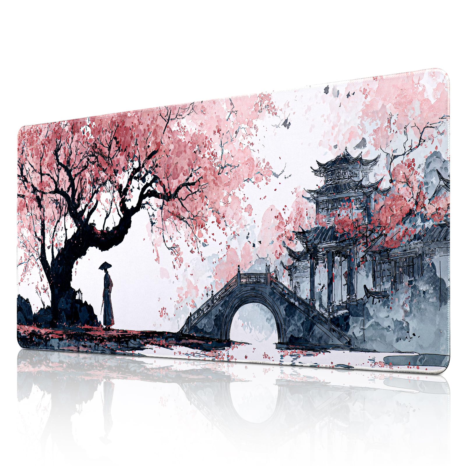 Tappetino Mouse XXL, 900x400x3mm Tappetino Gaming, Mouse Pad con Base in Gomma Antiscivolo, Impermeabile Mousepad, Tappetino Scrivania Grande con Bordi Cuciti (B90)