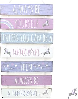 Carousel Home and Gifts 7 Tier Hanging Wooden Unicorn Plaque Sign ~ Always Be Yourself, Unless You Can Be A Unicorn, Then Always Be A Unicorn - Unicorn Hanging Wall Plaque