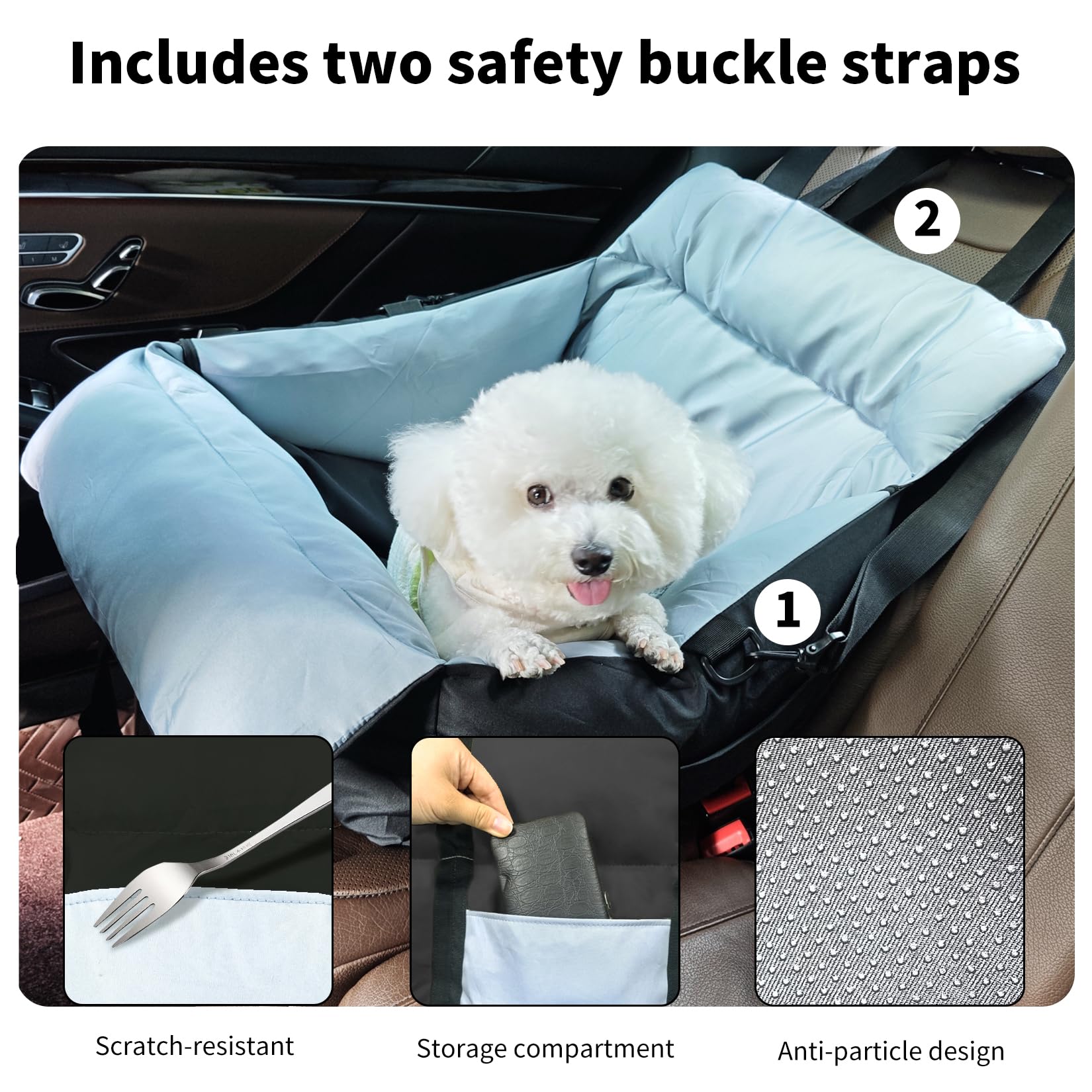 BingoPaw Siege Auto Chien Voiture: Panier Voiture Portable pour Chiens de Petite à Moyenne Taille avec Détachable et Lavable Coussin, Noir