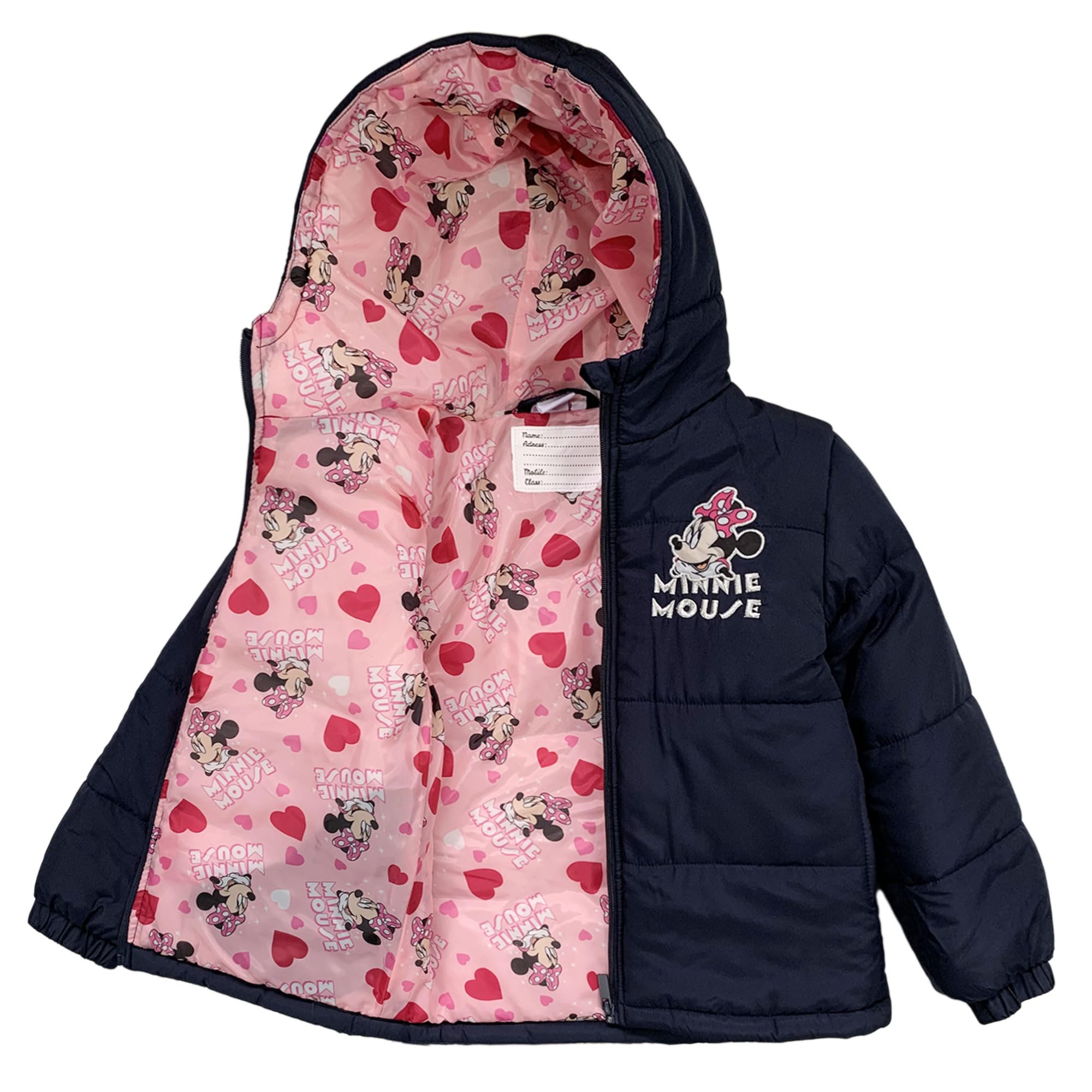 Disney Kurtka dziecięca zimowa kurtka puchowa Minnie Mouse Wodoodporna 6261
