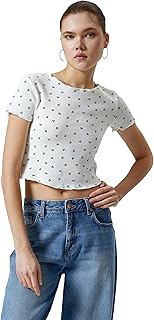 KOTON womens Short Sleeve Crop Tshirt