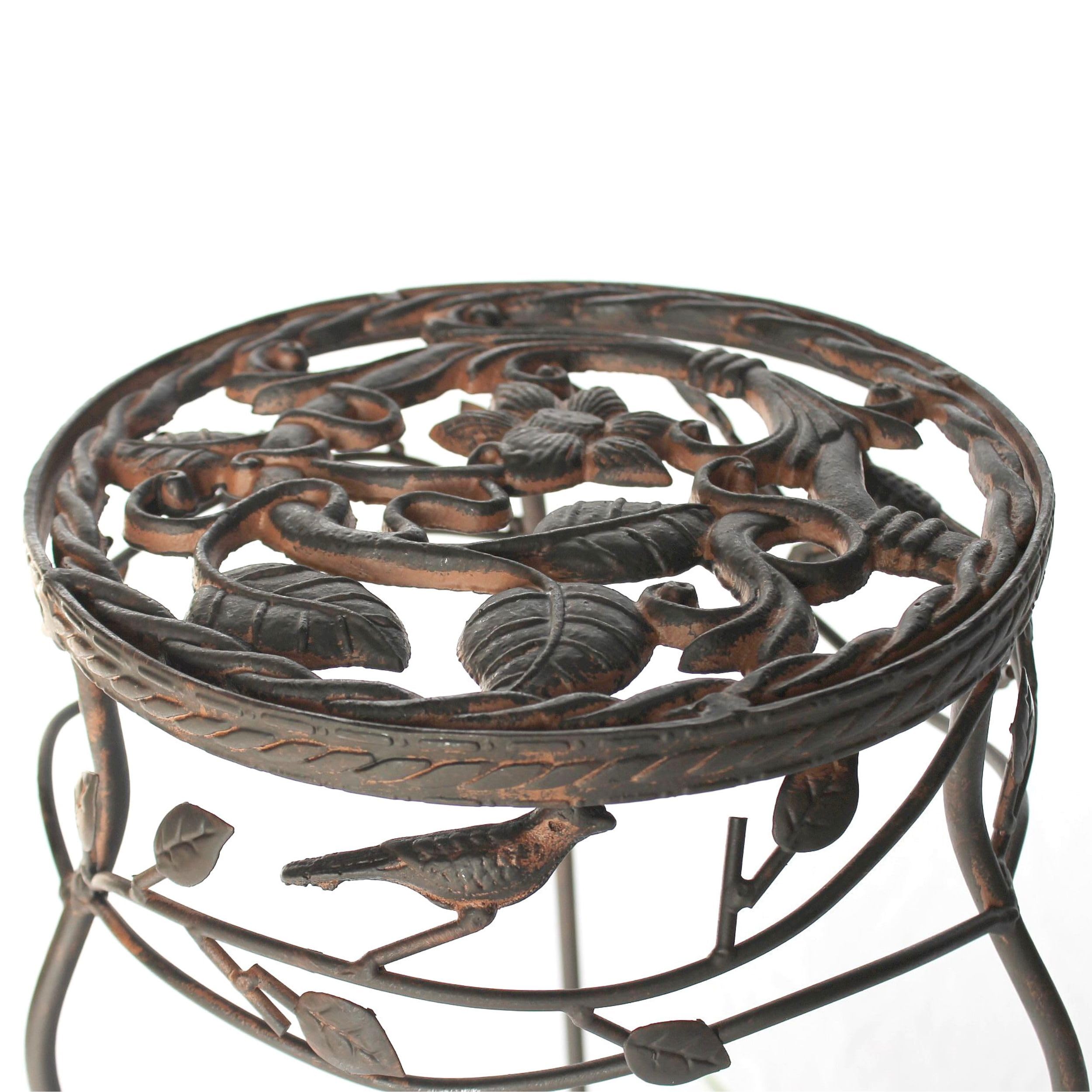 DanDiBo Taboret na kwiaty, metalowy, czarny, okrągły, 78 cm, stojak na kwiaty, 18215, kolumna na na kwiaty, stojak na kwiaty, styl vintage, (wysokość 78 cm, średnica 27 cm/L)
