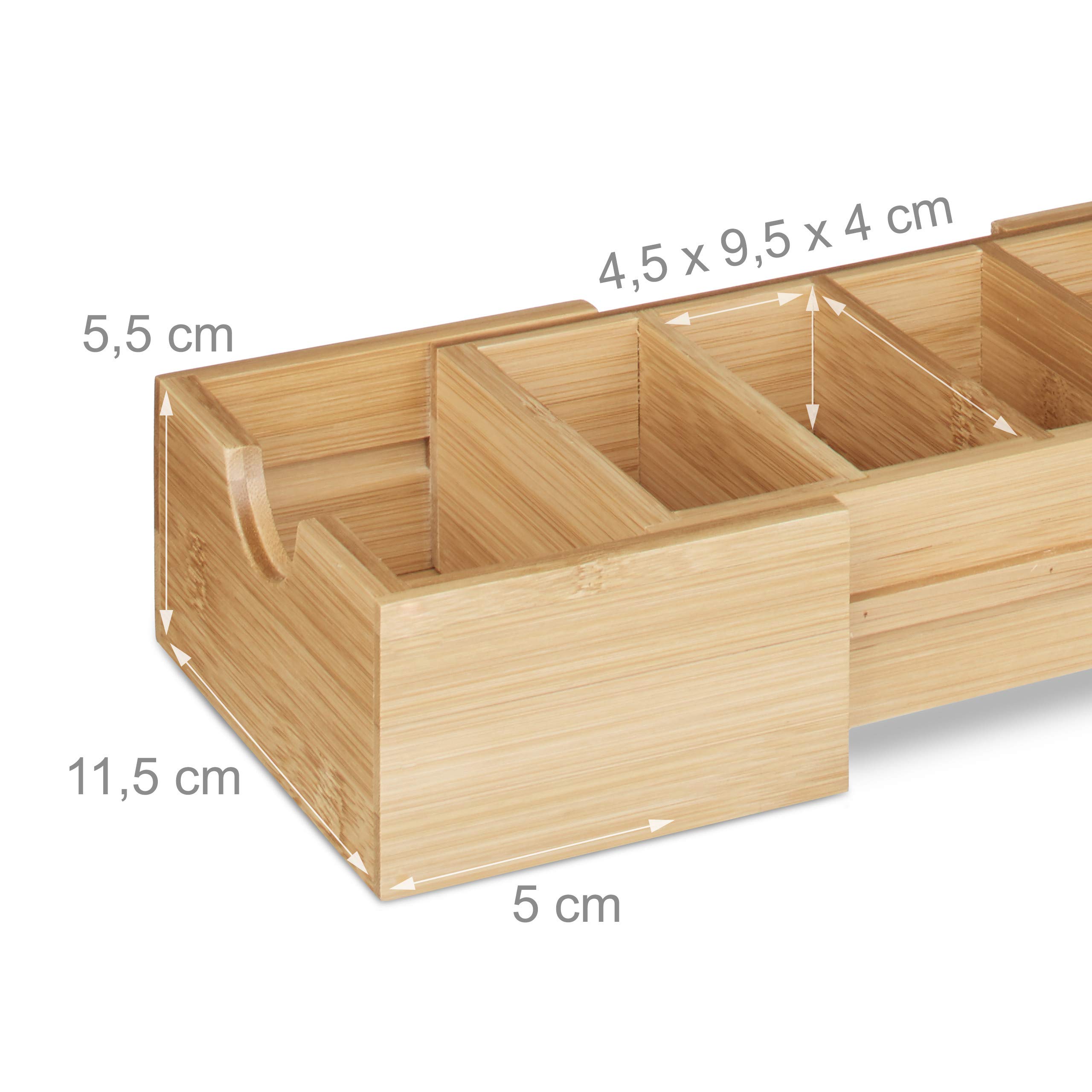 Relaxdays Porte cartes de visite A8 bambou ajustable 5,5 x 13 x 30 cm nature