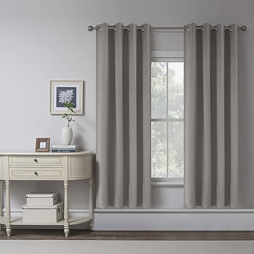 Miniatura 7 de KEQIAOSUOCAI Cortinas opacas de lino de 72 pulgadas de largo, 100% bloqueo solar, ahorro de energía, aislamiento térmico, cortinas modernas para