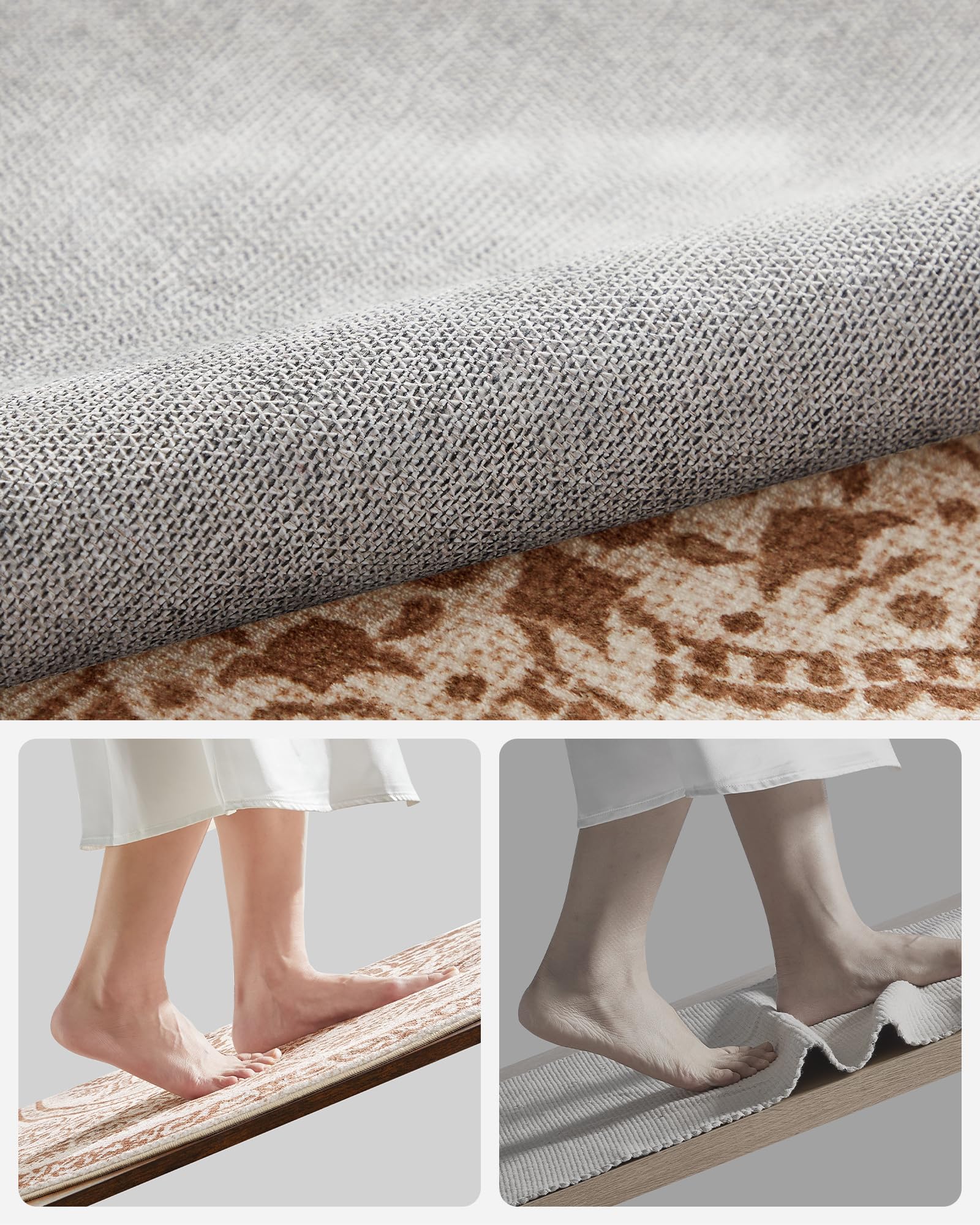 SONGMICS HOME Alfombra, Diámetro de 120 cm, Alfombra Redonda Antideslizante, Decoración del Hogar, para Salón, Dormitorio, Lavable a Máquina, Estilo Boho, Beige Capuchino TAR051K01
