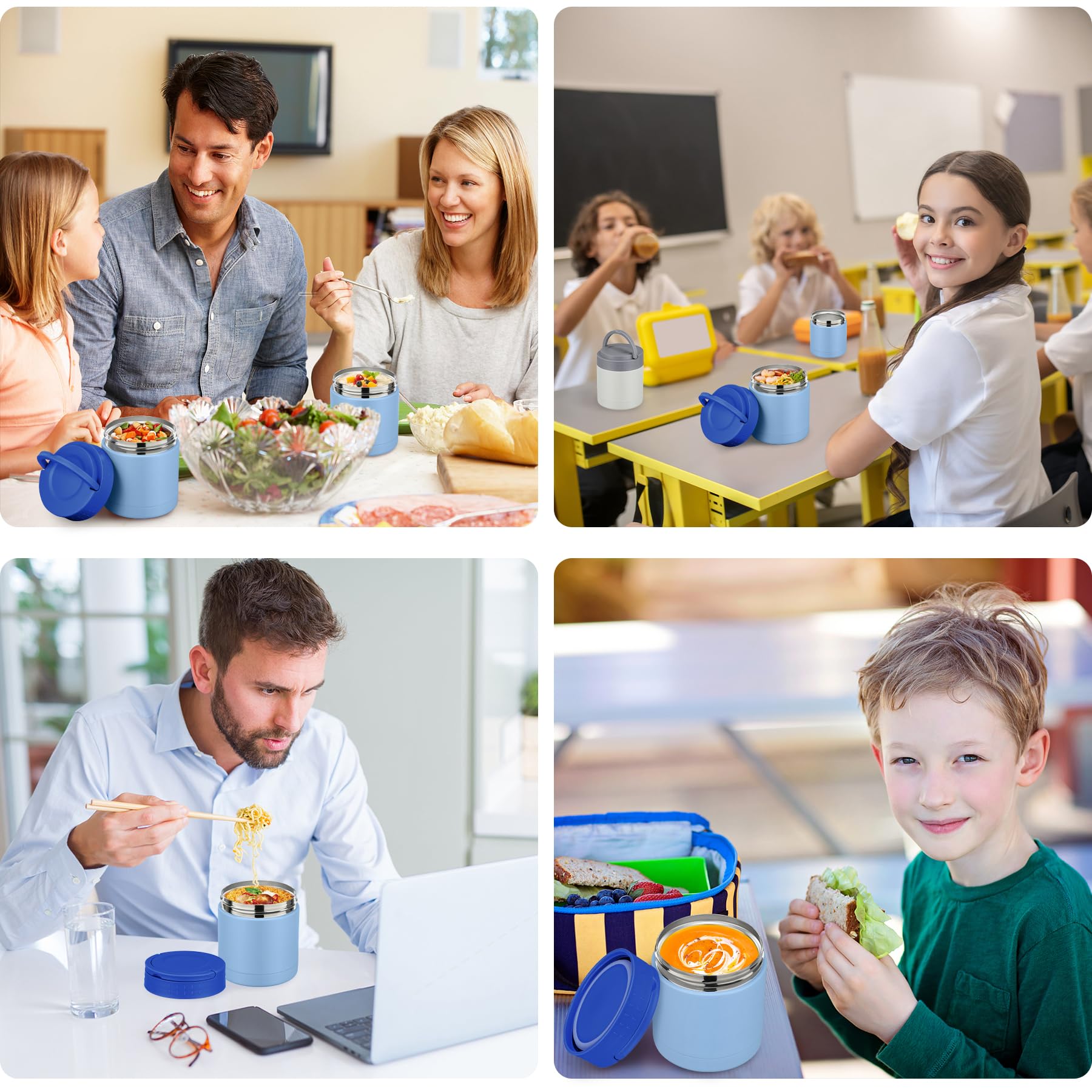 Termo de sopa de 10.5 onzas para comida caliente, para niños y adultos, tarro de alimentos aislado con asa ancho de boca, recipientes de alimentos a prueba de fugas, lonchera de acero 6