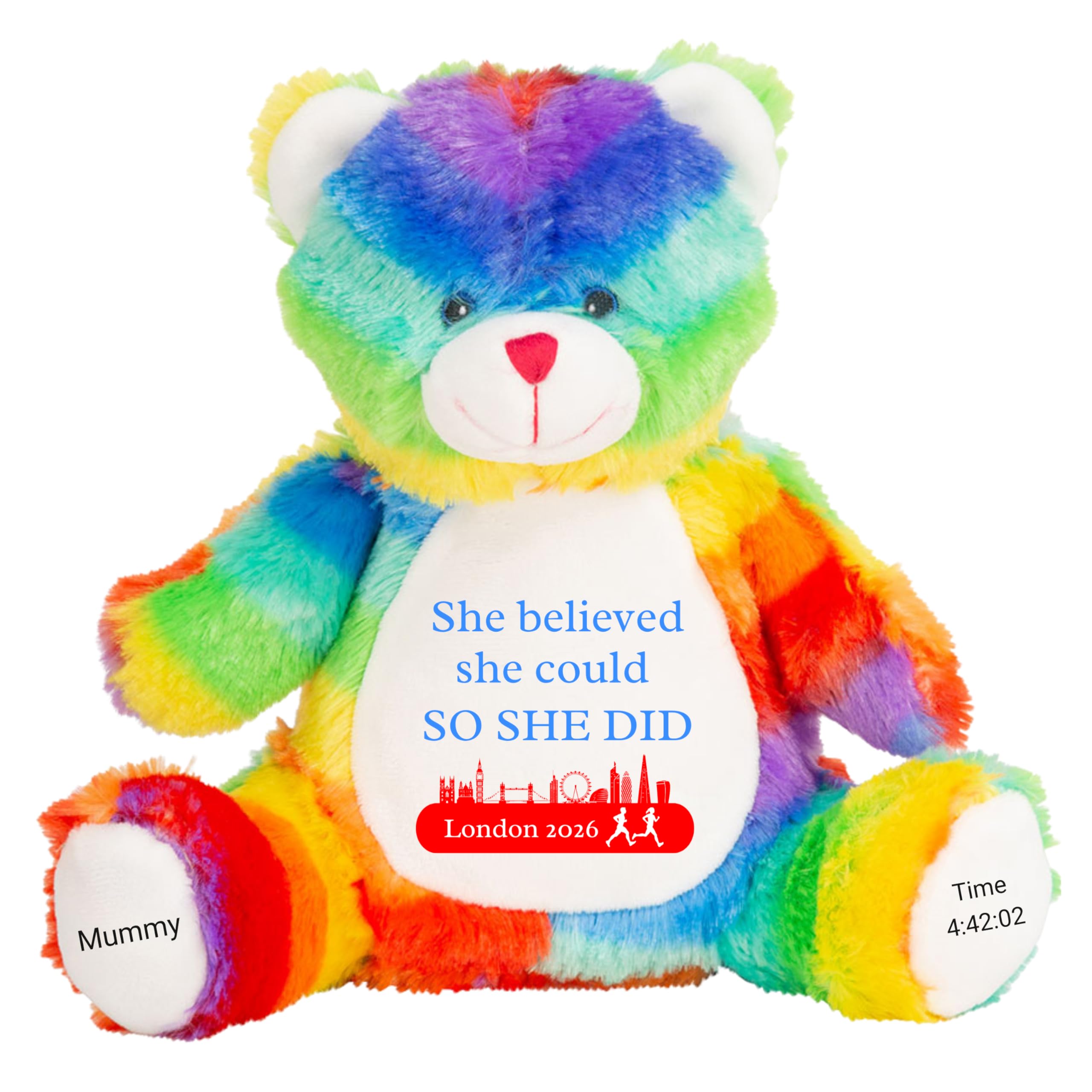 HotScamp Marathon Gift Cuddly Toy - Personalised London 2026 Teddy Marathon? Completed It! Customised Runner Running Finish Medal Congratulations Well Done Run Soft Cuddly Plushie - Brown Teddy — view 26