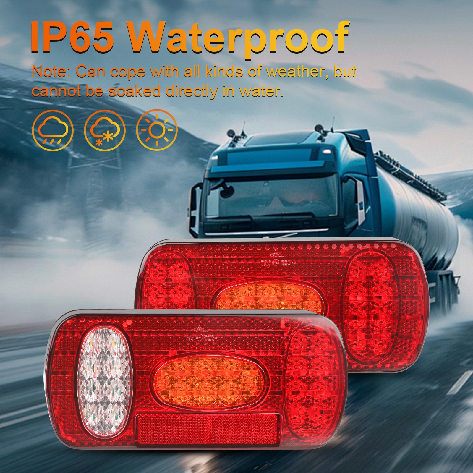 AOHEWEI LED Anhänger Rückleuchten, 12V/24V Wasserdichtes Blinker-Bremslicht-Rückfahrlicht-Nebelscheinwerfer mit 13-polige Stecker, 5,5 m langem 5-adrigem Kabel für LKW, Wohnwagen, Transporter, Traktor