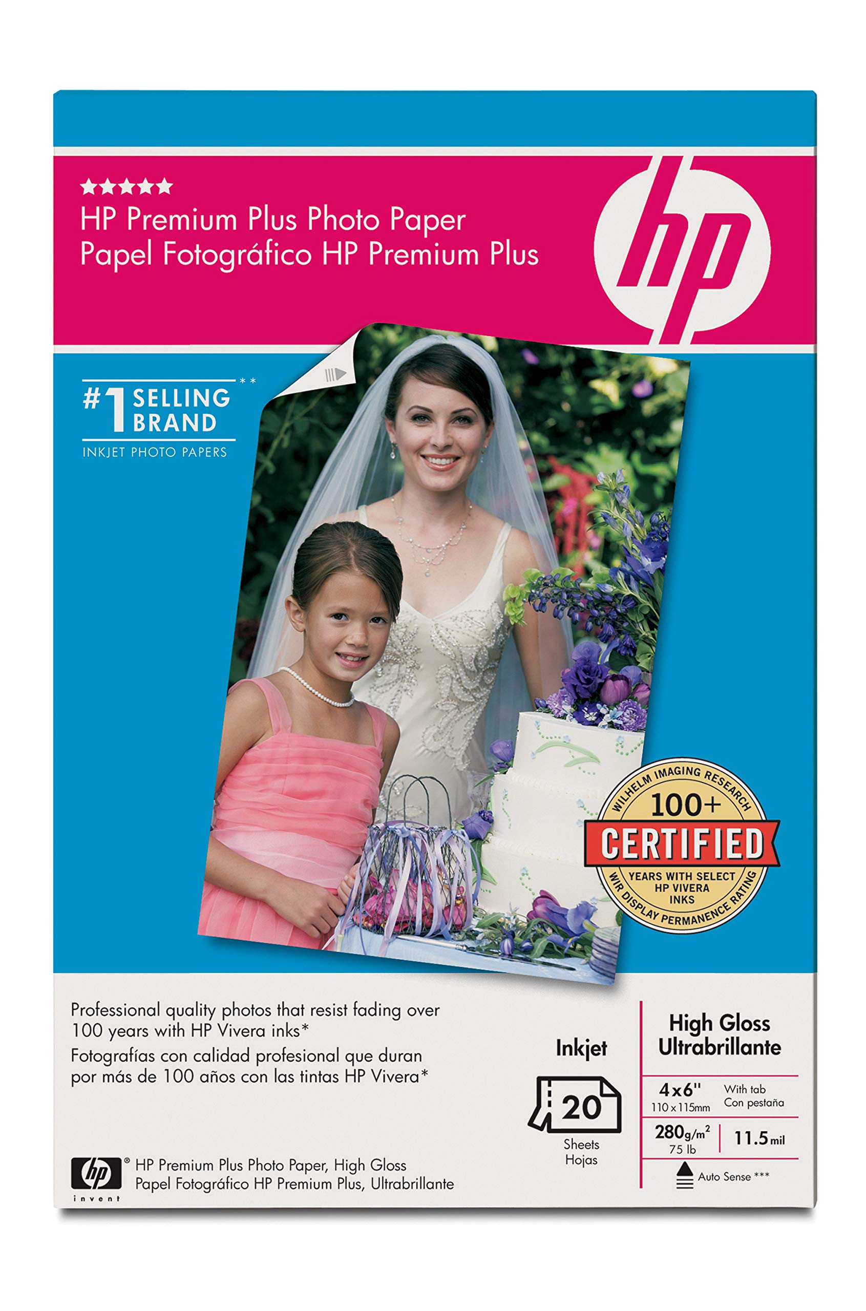 HP 20sht 4x6in Premium Plus Glossy Photo for Inkjet Fade Resistant