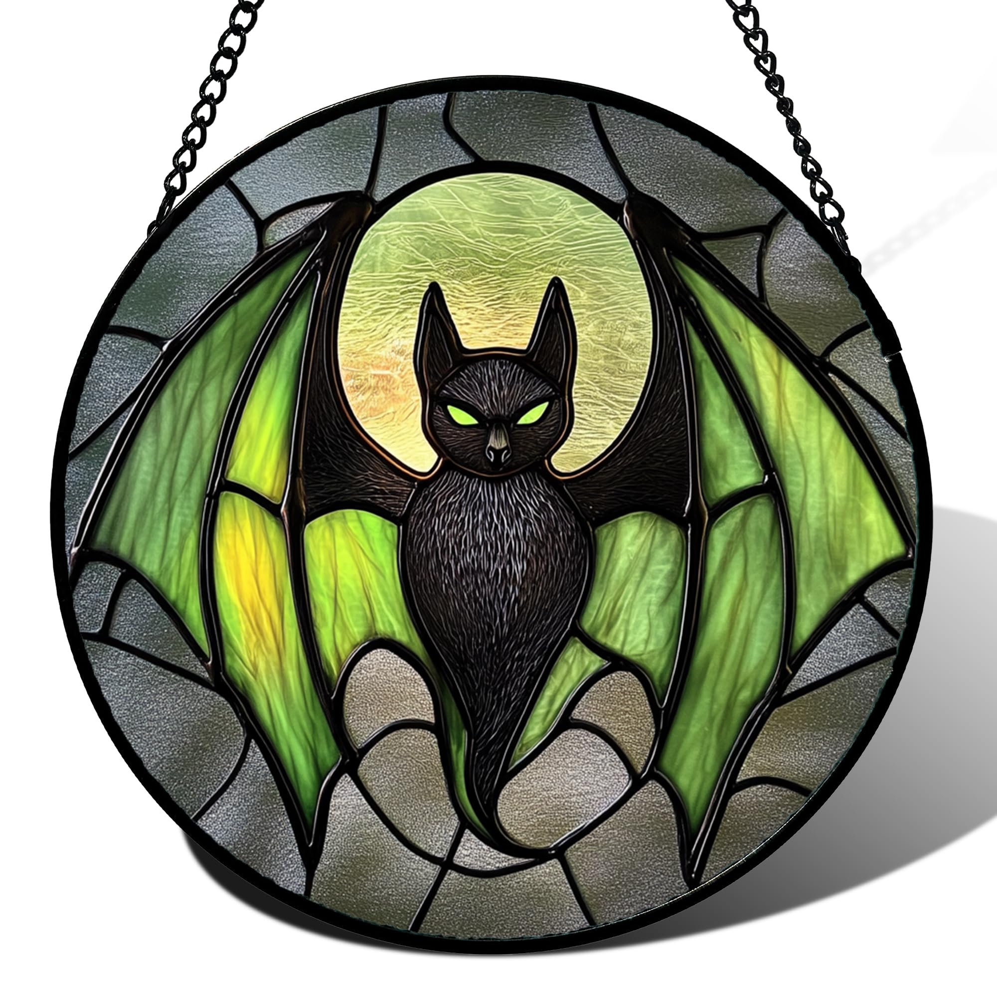 Black Bat Halloween Stained Glass Window Hanging Suncatcher Gifts 6.3"