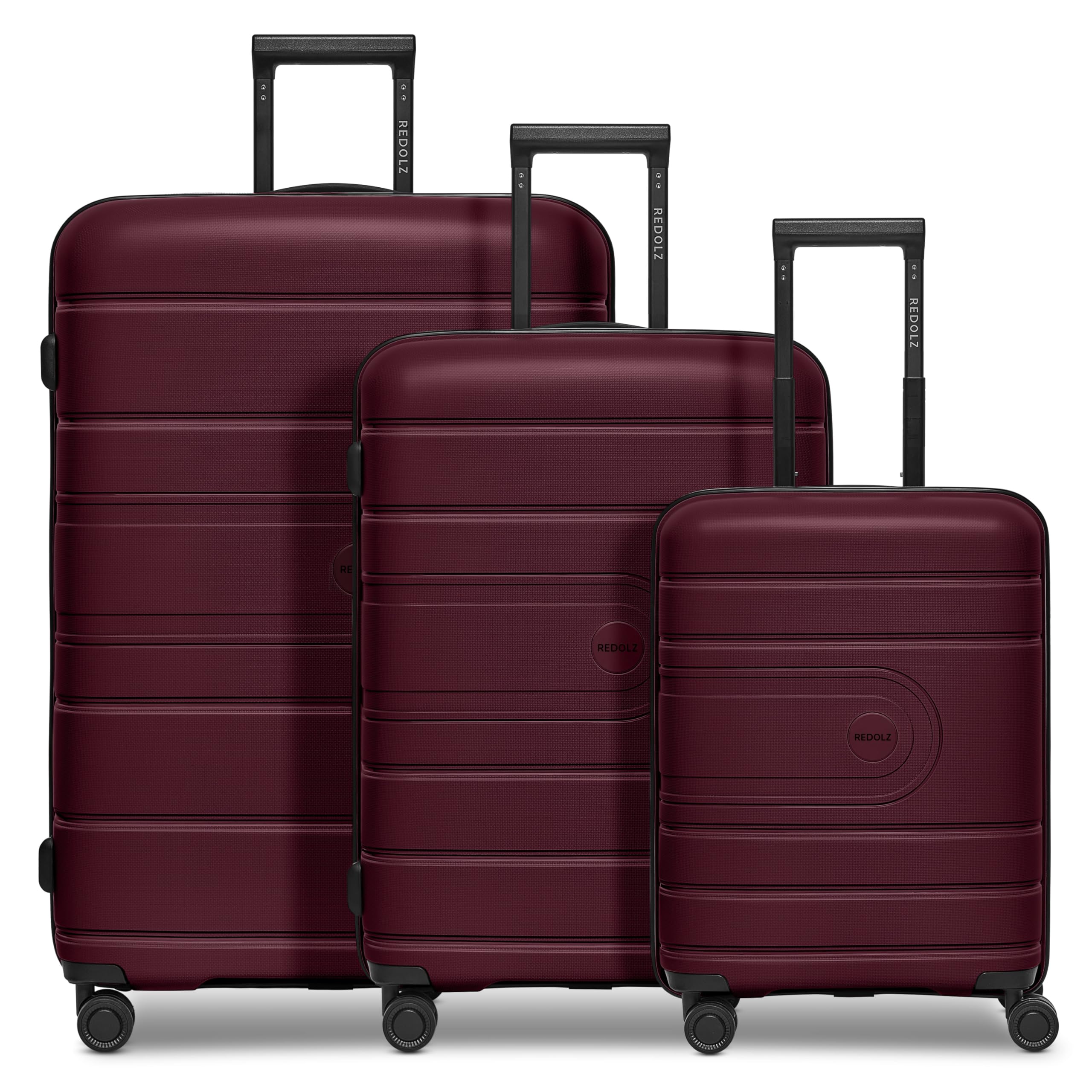 REDOLZ Hartschalen Koffer-Set 3-teilig | alle Koffer 6 cm Dehnfalte | aus hochwertigem, leichtem Polypropylen | 4 Doppelrollen & TSA-Schloss