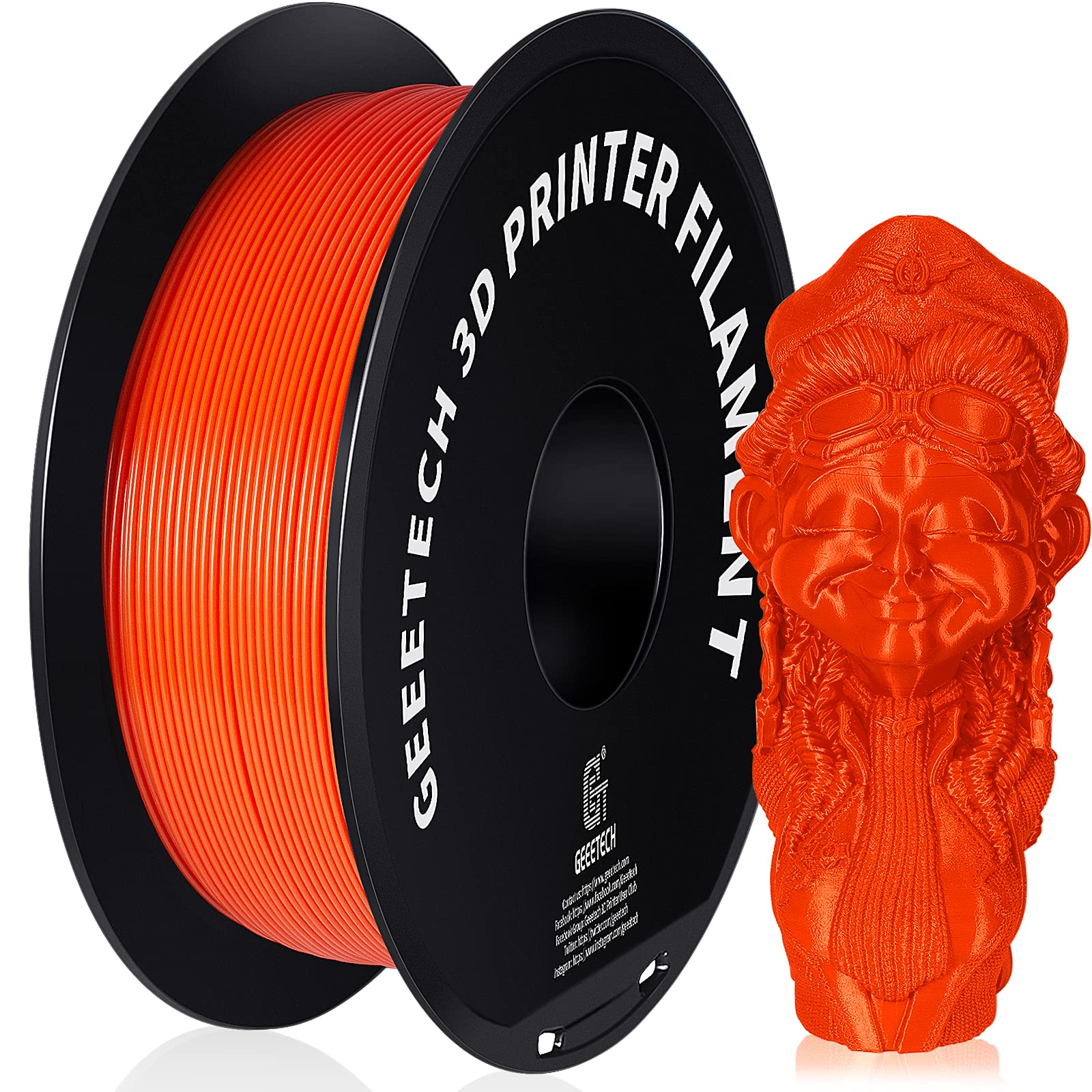GEEETECH Filamento PETG 1.75 mm Arancia, Filamento Stampante 3D 1kg Spool, 3D Printer Filamento, PETG Arancia