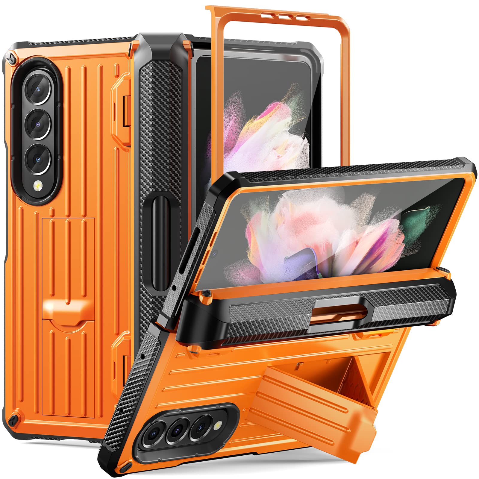 Coque Samsung Galaxy Z Fold 3 orange antichoc avec stylo intégré - 7
