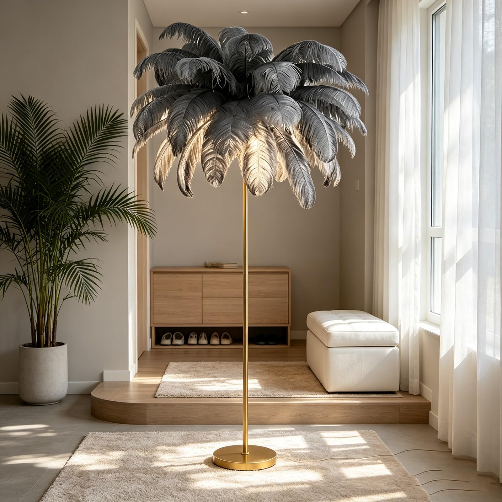 LCNDKF Light Luxury Feather Floor Standing LED Lamp