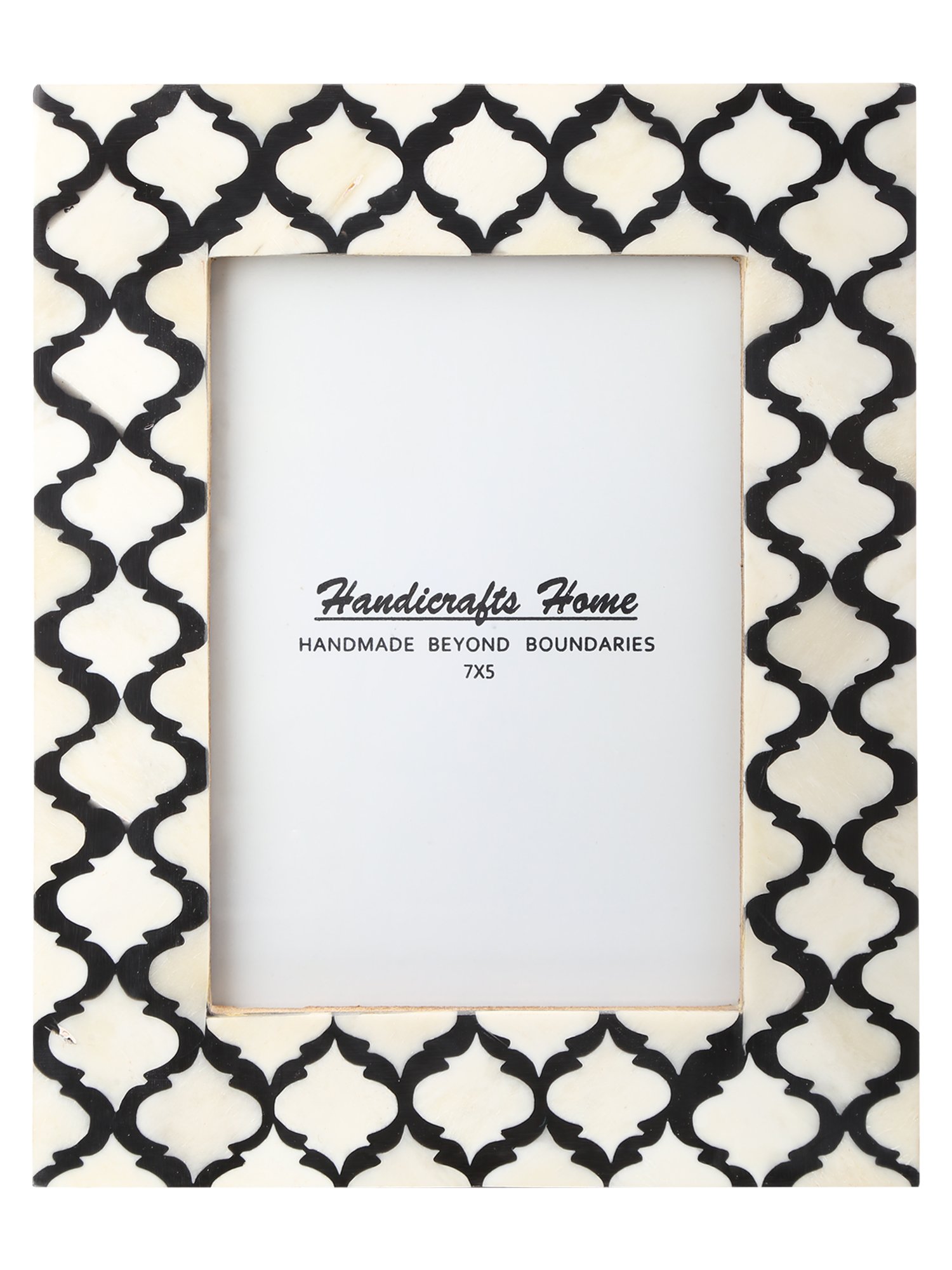 Handicrafts Home Black & White 5X7 Picture Frame, Handmade Photo Frame For Wall/Tabletop Display, Moroccan Decorative Frame For Modern Farmhouse, Vintage Home Decor, Shelf & Desk Minimal Office Decor
