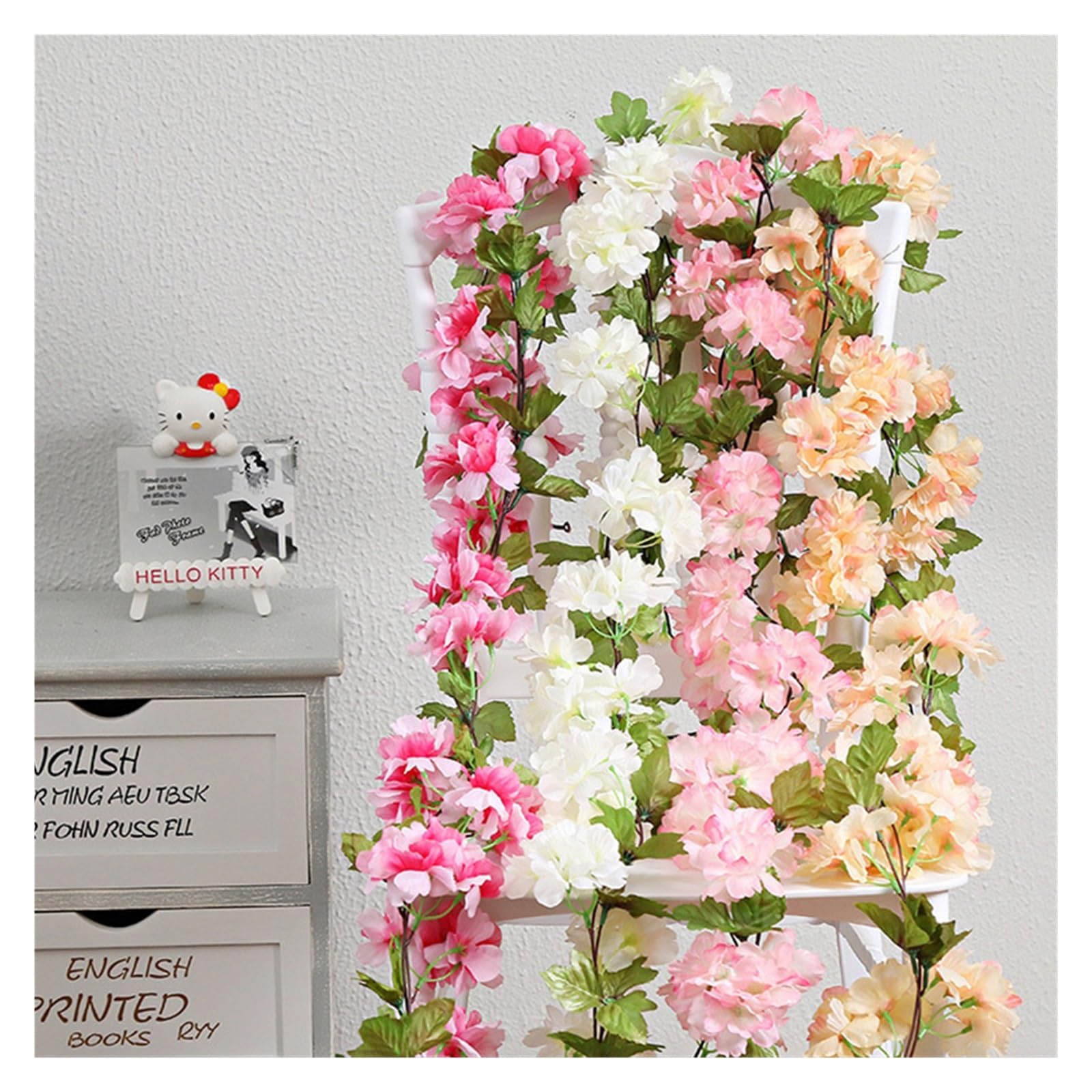5 stuks 230 cm kunstbloemen, kersenbloesem, slinger, kersenbloesem, hangende wijnslinger, zijden bloemen, decoratie voor lente, voor thuis, muur, bruiloft, feest, boogdecoratie, 54 bloemen, roze A 5 stuks 230 cm kunstbloemen, kersenbloesem, slinger, kersenbloesem, hangende wijnslinger, zijden bloemen, decoratie voor lente, voor thuis, muur, bruiloft, feest, boogdecoratie, 54 bloemen, roze A