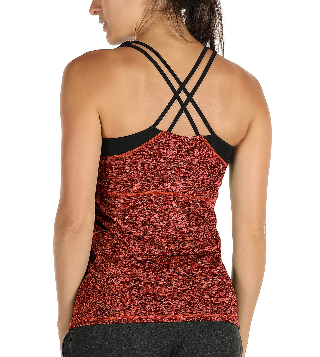 icyzone Débardeur de Yoga pour Femme, Sport Top avec Soutien-Gorge intégré, Fitness Shirt sans Manches Tank Tops