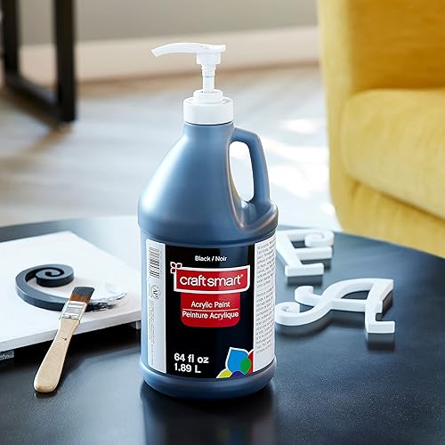 Craft Smart Pintura acrílica negra de secado rápido de 64 onzas para dibujar, pintar, suministros de arte y manualidades, 1 paquete