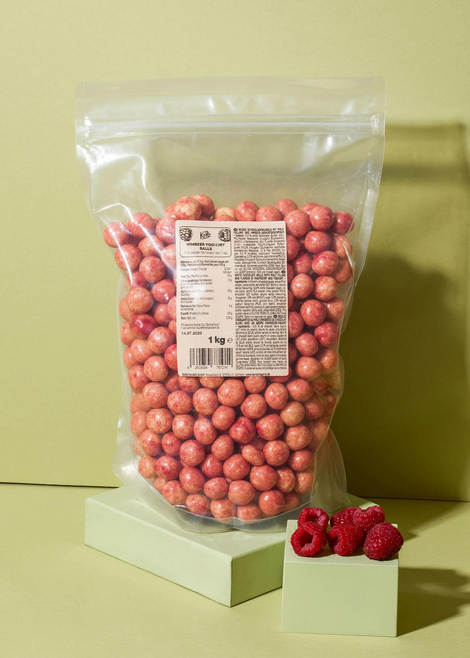 KoRo - Boules yaourt-framboise 1 kg - Un en-cas croustillant et délicieux