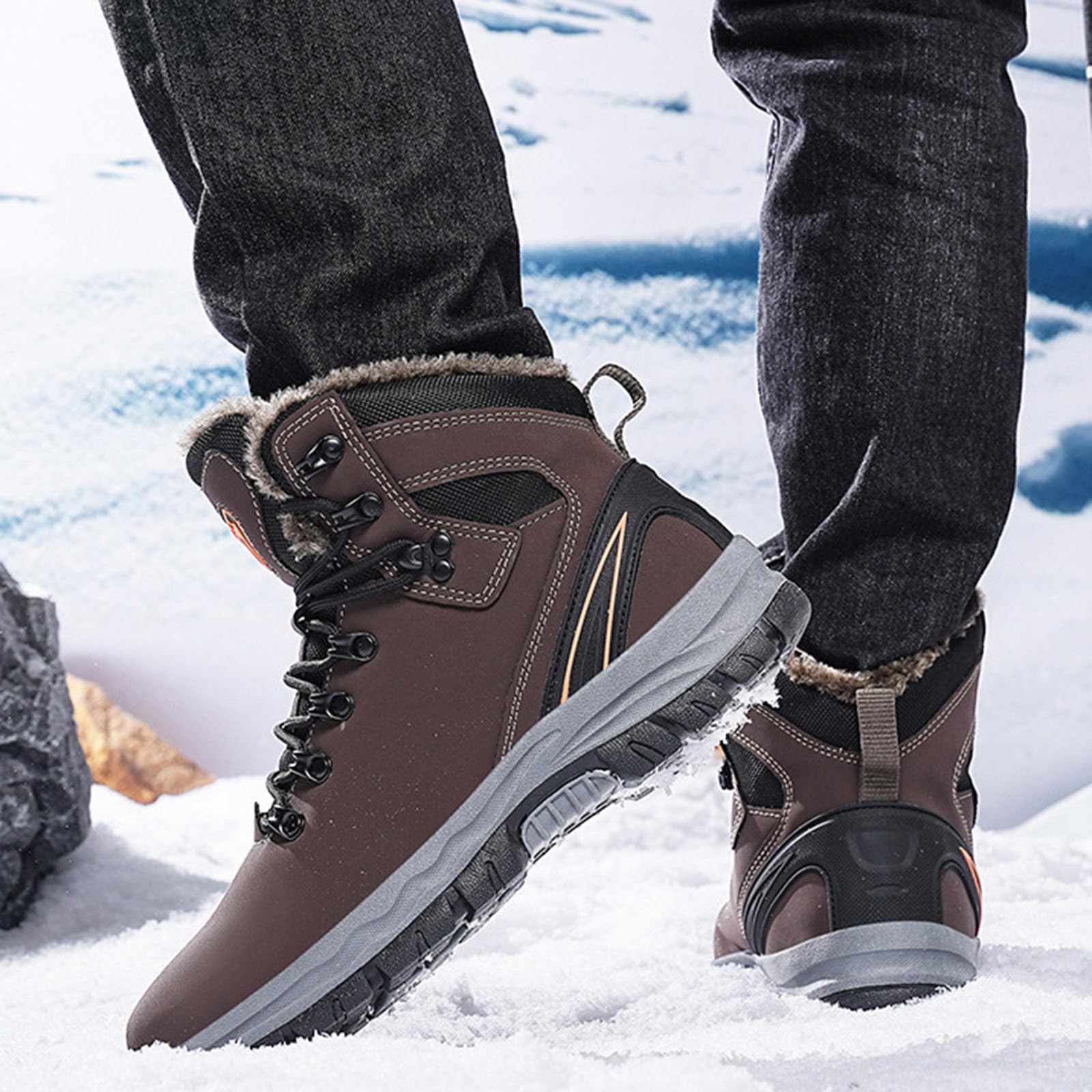 Generisch Paire de bottes d'hiver pour homme - Bottes de neige chaudes et épaisses - Chaussures de randonnée