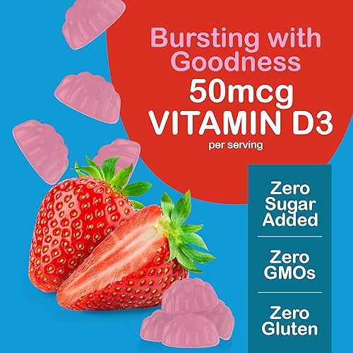 Miniatura 4 de YUM-V'S YumVs - Gomitas de vitamina D Zero  Suplemento D3 apto para dieta cetogénica, sin azúcar, para niños y adultos, 50 mcg  2000 UI de vitamina