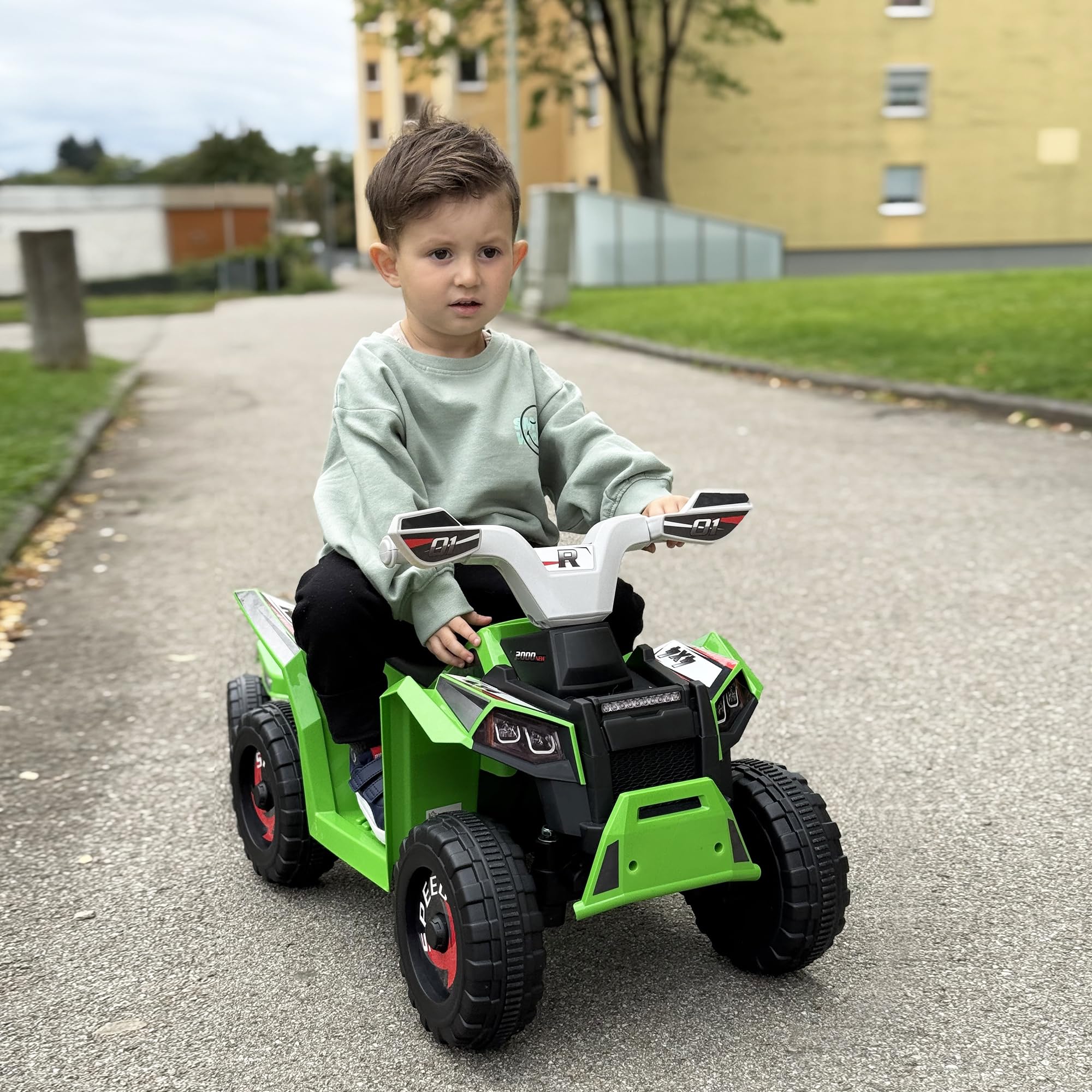 HOMCOM Quad Elettrico per Bambini con Rimorchio 6V per 18-36 Mesi Verde