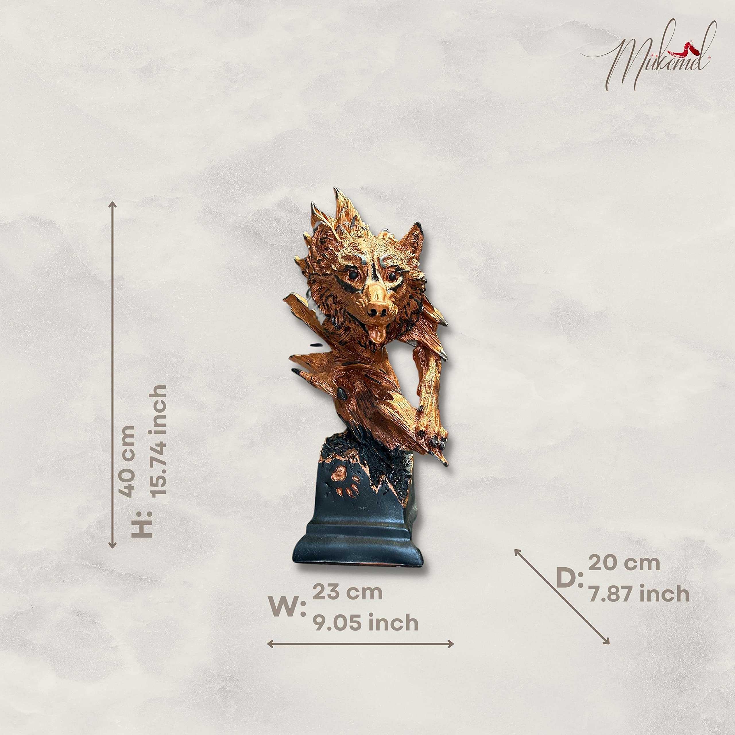 El acosador feroz (15.7 pulgadas, busto de animal, decoración de oficina, decoración del hogar, estatua hecha a mano, escultura de lobo) diseños - BTC0115