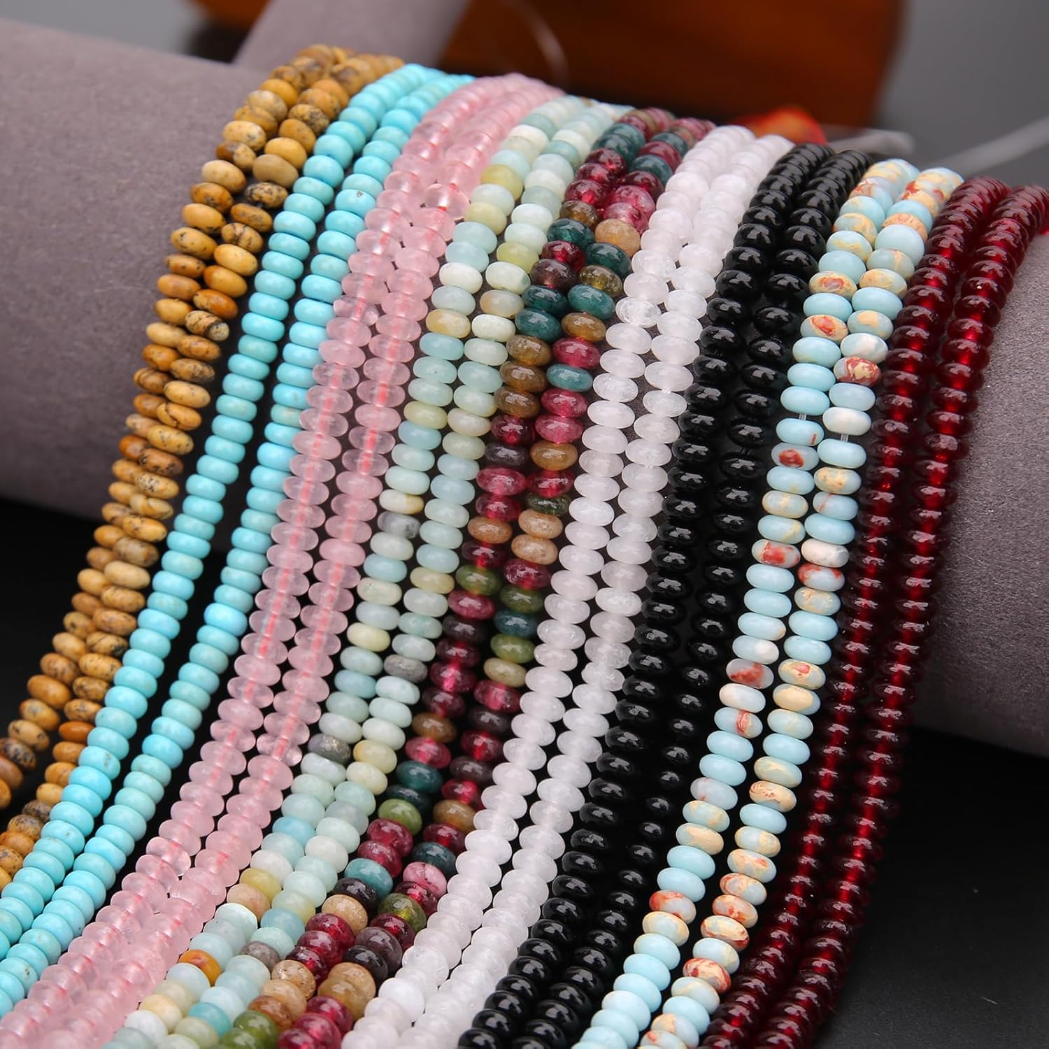 BONNY BOXX 1 Strand (150PCs) Natural 2 * 4mm Garnet Jade Rondelle Beads, Natural Abacus Disk Stone Beads Loose Spacer Gemstone for DIY Bracelet Necklace Jewelry Making - Image 7