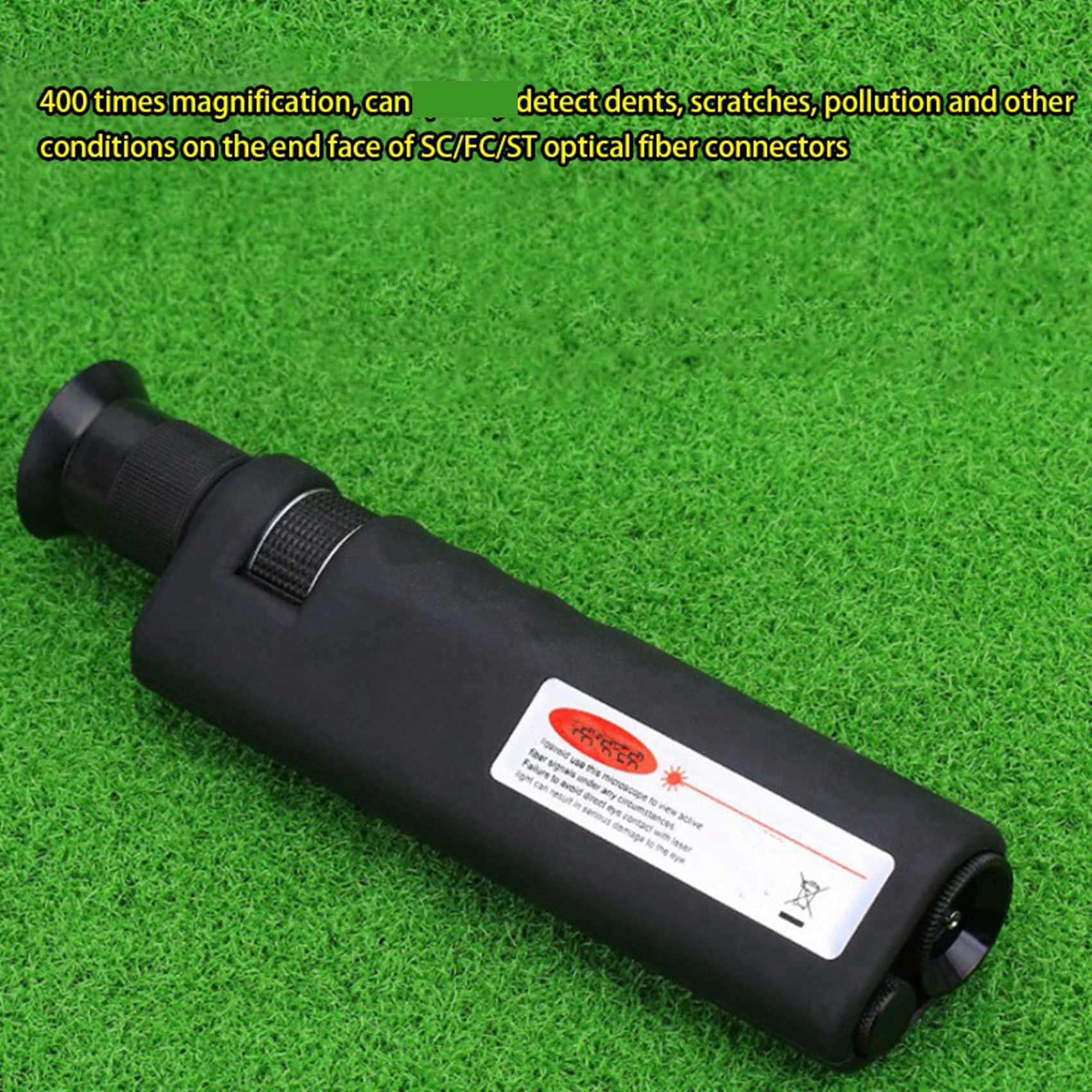 4 Piezas Microscopio de Inspección de Fibra óptica de Aumento 400X con Adaptador Universal SC FC LC E2000 para Limpieza de Fibra