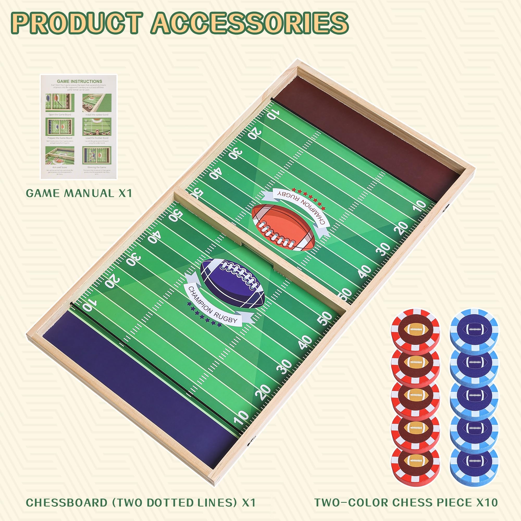 AIUAZA Fútbol Rápido Clásico Anillo Juego de Tiro Juego Familiar Noche con Amigos Fiesta Juego de Mesa de Hockey de Aire de Madera para Adultos, 2 Jugadores (Large Size)