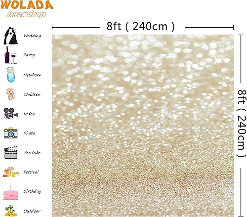 Miniatura 10 de WOLADA Telón de fondo rosa con purpurina para fotografía Bokeh, telón de fondo plateado brillante para pared, 5 x 7 pies, 12617