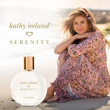 Kathy Ireland Serenity - Tropical, Floral Perfume for Women - Eau de Parfum with Orange, Coconut Water, Violet, Vanilla, Amber Notes - 0.34 oz