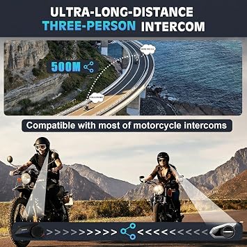 Motorcycle Helmet Headset 3 Riders Motorbike Communication System S2 Intercom with Music Sharing/HiFi Sound/3 EQ Music Modes/DSP&CVC Noise Cancellation/IP67/FM Radio - S2-Black 2 Pack