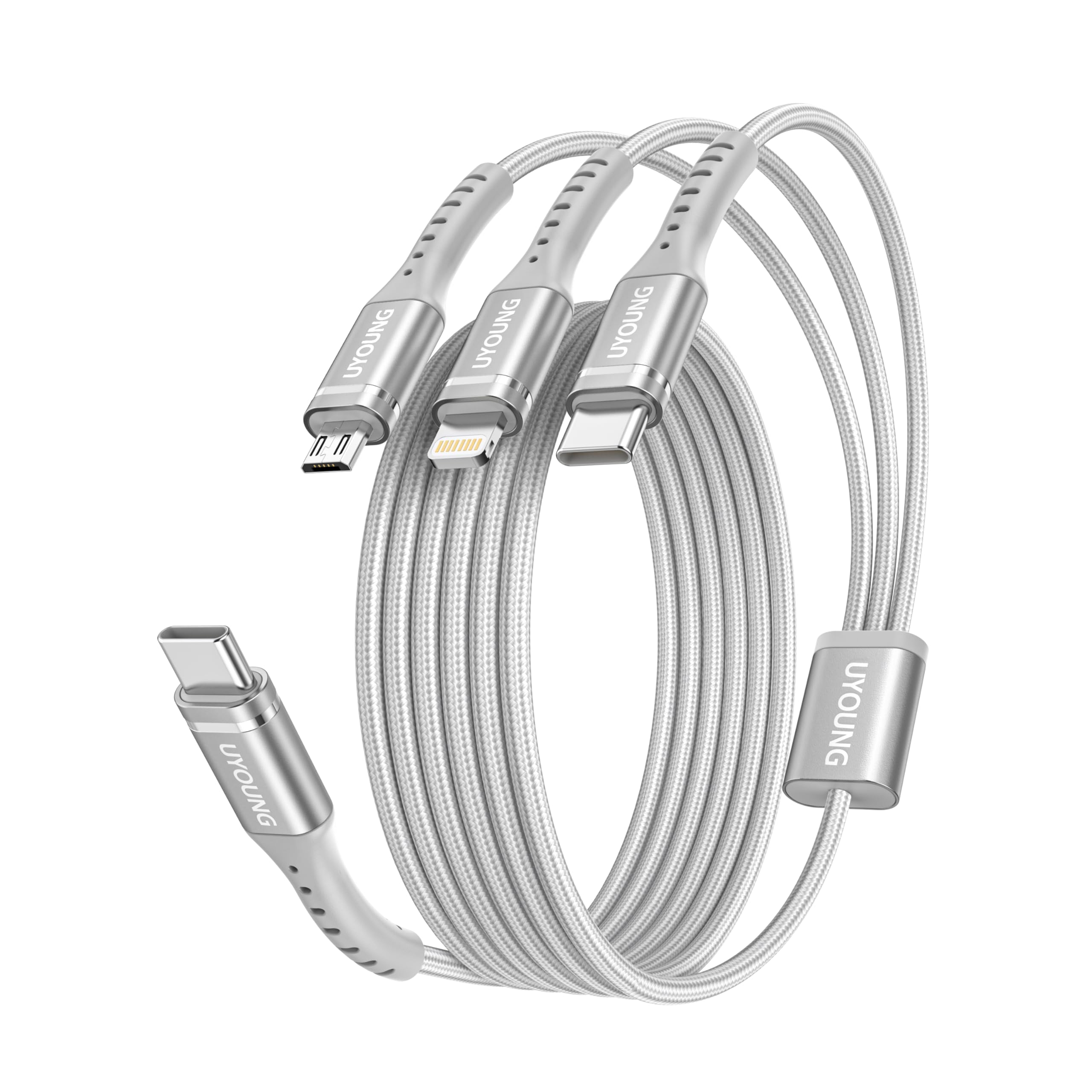 充電ケーブル 3in1 USB C コード 1.2m 超高耐久 Micro USB ライトニング 3イン1 Type C ケーブル 3台同時充電 iPhone Android タイプC 各種対応 多機能充電ケーブル