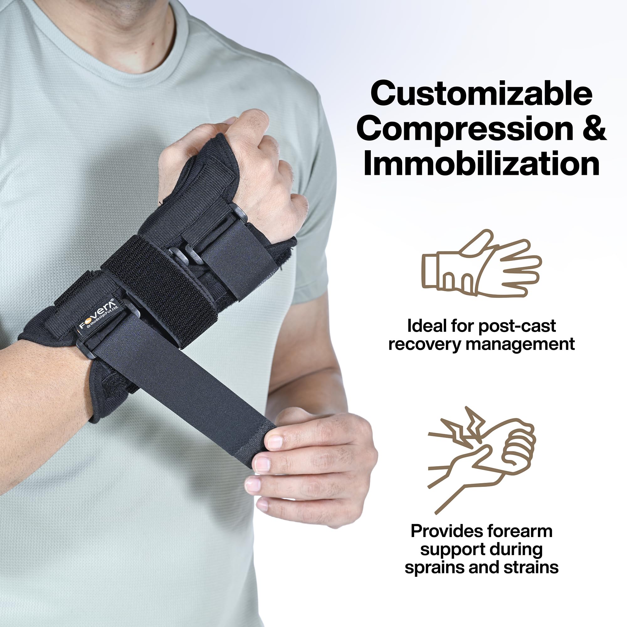 FOVERA Wrist Splint Brace for Carpal Tunnel | Adjustable Wrist Support Brace with Splints | Hand Support for Arthritis, Tendonitis, Sprain, Injuries & Wrist Pain (Size - Medium, Left Hand) - Image 7 thumbnail
